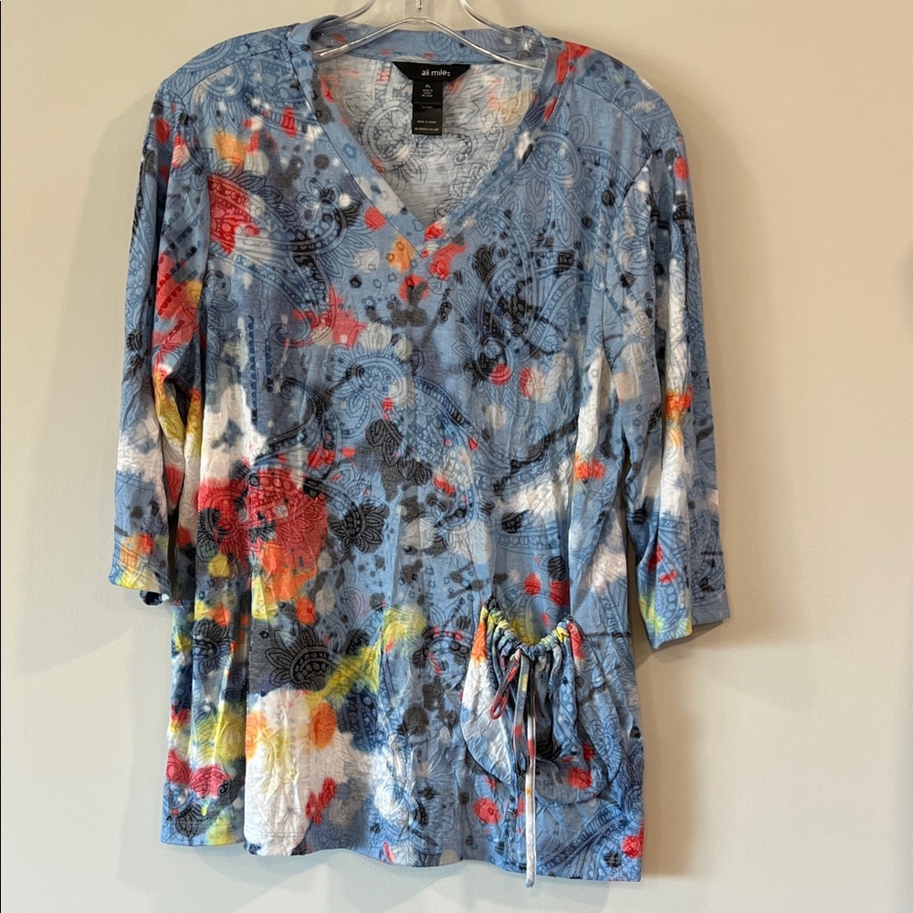 Ali Miles - petite large, Multicolor‎ V-Neck Tunic Top